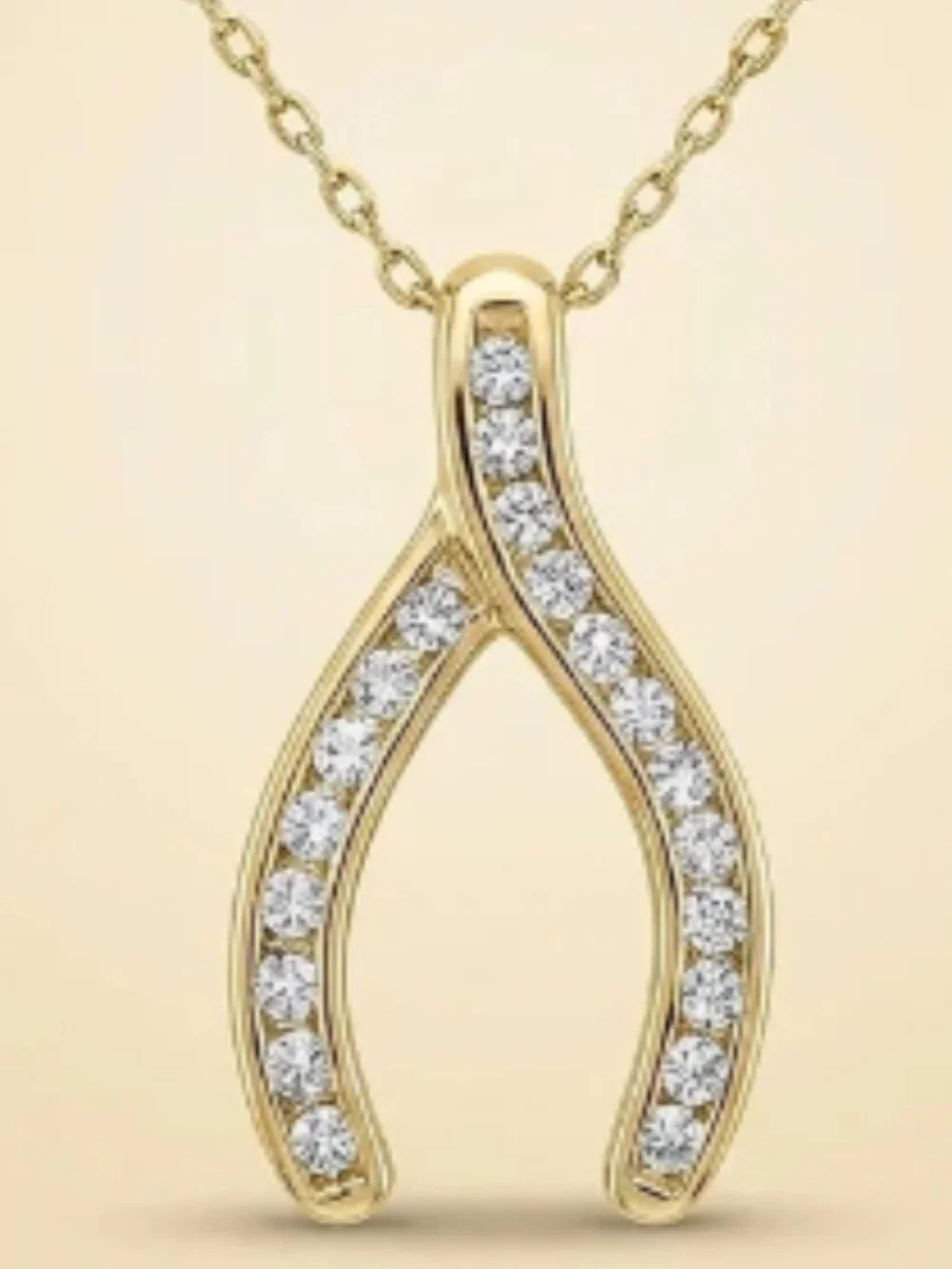14K Yellow Gold Diamond Horseshoe Pendant Necklace